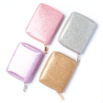Coloured glitter zip purse 11x9cm
