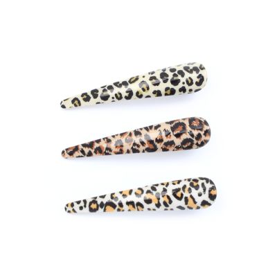 Card of 2 animal print acrylic covered beak clips. 8cm