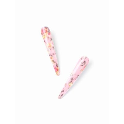 Card of 2 floral print acrylic covered beak clips. 8cm