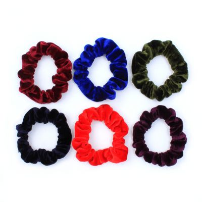 Small - Velvet scrunchie in School colours. Dia.7cm
