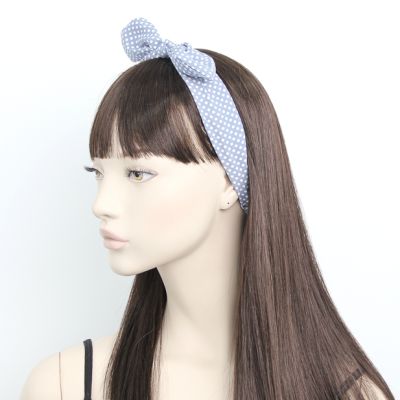 Polka dot fabric bandeau with bow