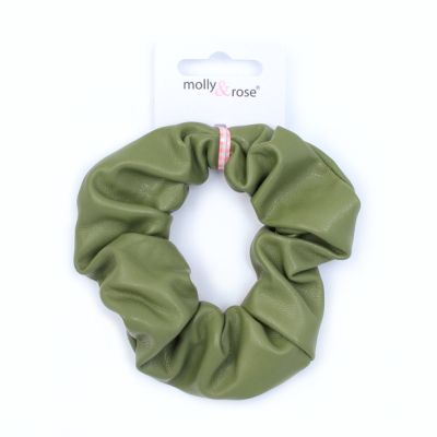 Regular - Imitation leather coloured fabric scrunchie. Dia.11cm