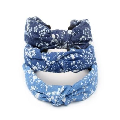 2.8cm wide denim floral fabric knotted aliceband