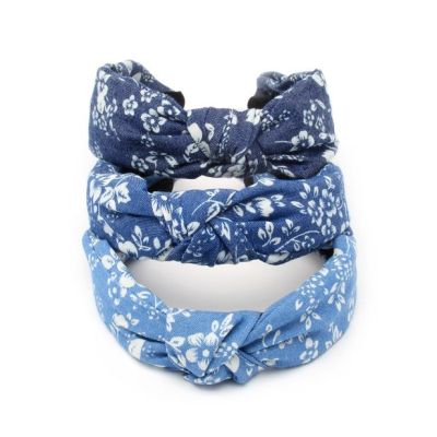 2.8cm wide denim floral fabric knotted aliceband