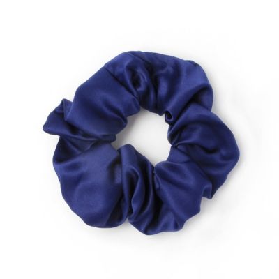 Regular -  Navy satin scrunchie. Dia.10cm