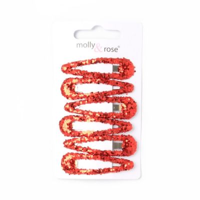 Card of 6 Red glitter sleepies. 5cm
