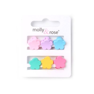 Card of 6 flower mini clamps. 1cm