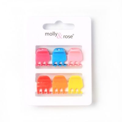 Card of 6 Bright mini clamps. 1cm