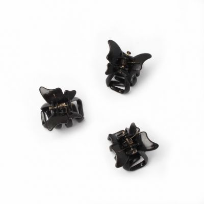 Card of 6 black butterfly mini clamps 2cm