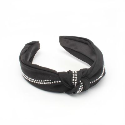 2.7cm wide Black knotted aliceband with diamante detail