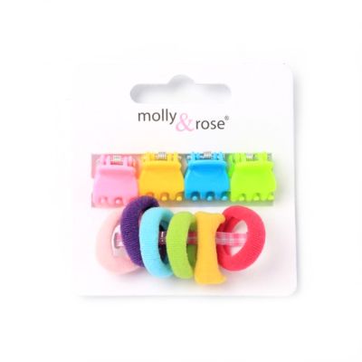 Card of 4 mini clamps and 6 jersey elastics