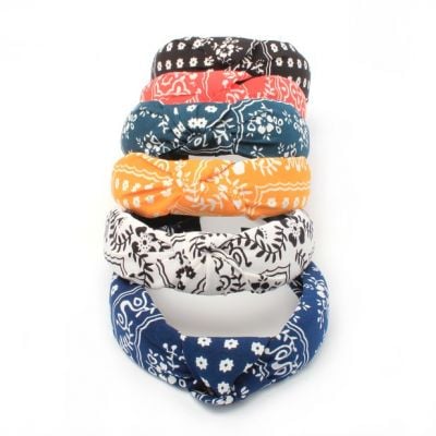 3cm wide Floral print knotted aliceband