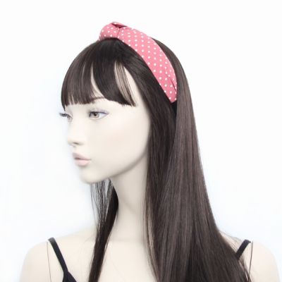 3cm wide Polka dot print knotted aliceband