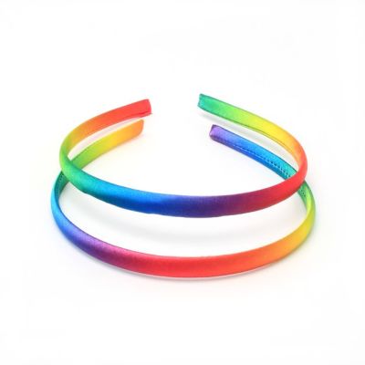 8mm wide Rainbow aliceband. Card of 2