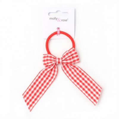 Bow elastic - Gingham mix - Card of 1 - 4mm thick