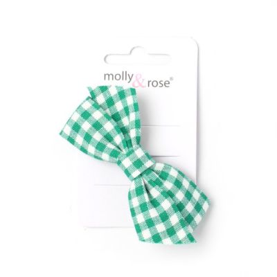 Gingham fabric bow clip 8cm