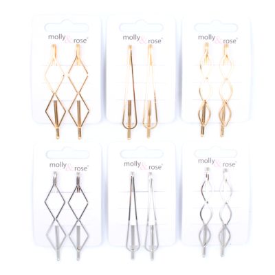 Card of 2 decorative hair slides