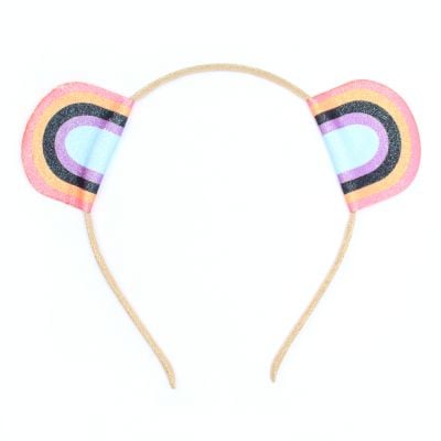 Rainbow glitter bear ears aliceband