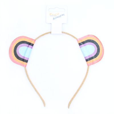 Rainbow glitter bear ears aliceband