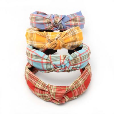 3cm wide check fabric knotted aliceband
