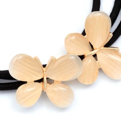 Double butterfly on triple band hair elastic