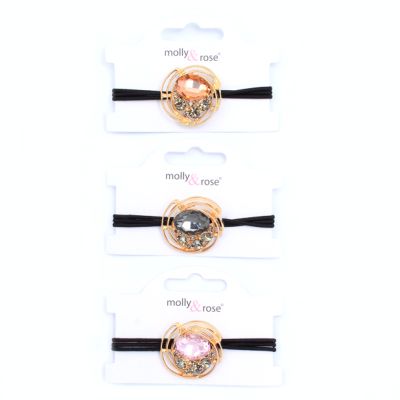 Round gemstone hair elastic