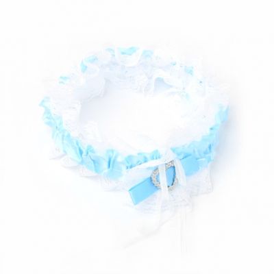 Blue ribbon garter with heart*
