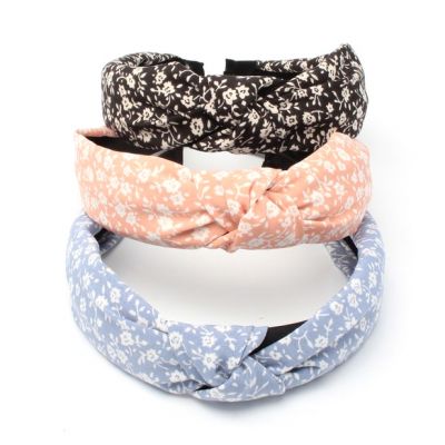 3cm wide Floral print knot top aliceband