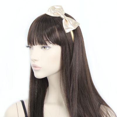 1cm wide metallic shimmer bow aliceband