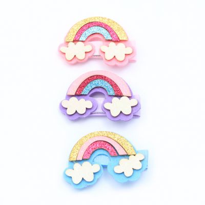 Card of 3 rainbow mix hair clips 5cm