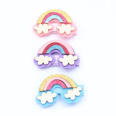 Card of 3 rainbow mix hair clips 5cm