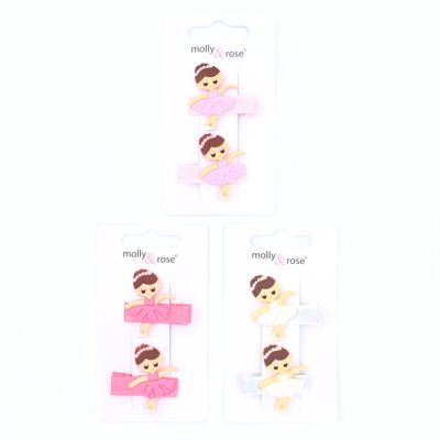 Card of 2 Ballerina beak clips 3.5cm