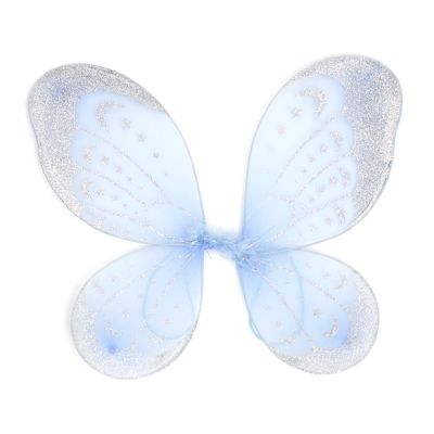 Pink and Blue fairy wings with silver glitter detail 47x35cm