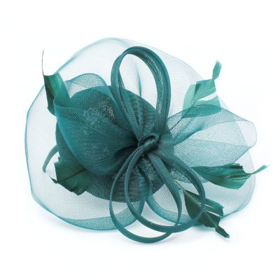 Style Sophia. Sinamay cap fascinator with net and feathers