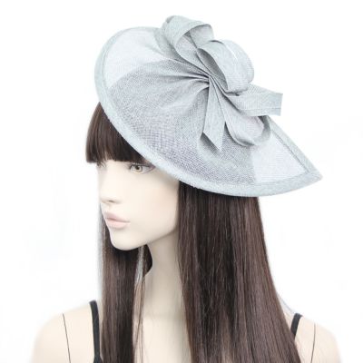 Style Lily. Grey pointed sinamay fascinator with loops