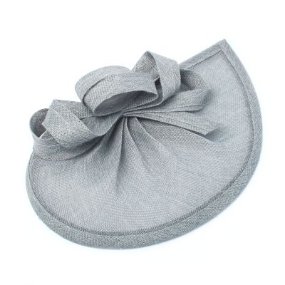 Style Lily. Grey pointed sinamay fascinator with loops