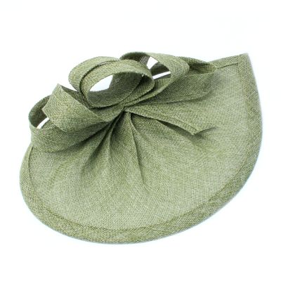 Style Lily. Green pointed sinamay fascinator with loops