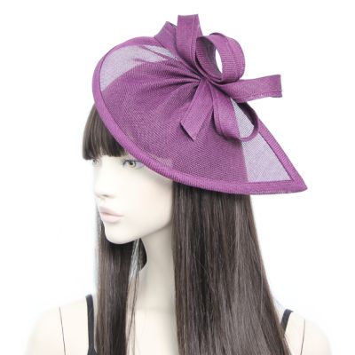 Style Lily. Aubergine Pointed Sinamay Fascinator with Loops