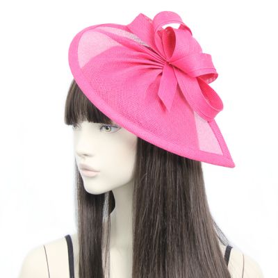 Style Lily. Fuchsia Pointed Sinamay Fascinator with Loops