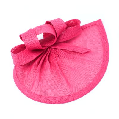 Style Lily. Fuchsia pointed sinamay fascinator with loops