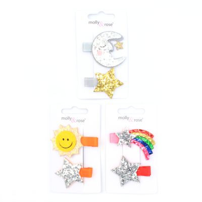 Weather themed glitter clips