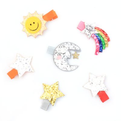 Weather themed glitter clips