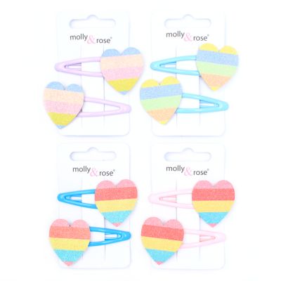 Card of 2 striped glitter heart motif sleepies 5cm