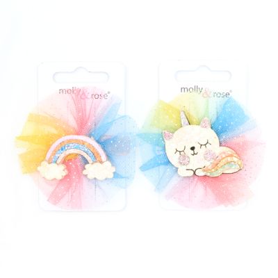 Cat and rainbow glitter motif clip 5cm