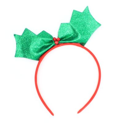 Green glitter holly aliceband