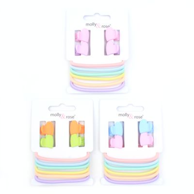 Pastel heart mini clamps & elastics set