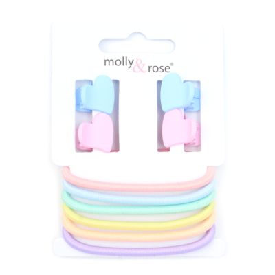 Pastel heart mini clamps & elastics set