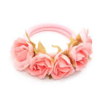 Pink roses bun wrap jersey elastic