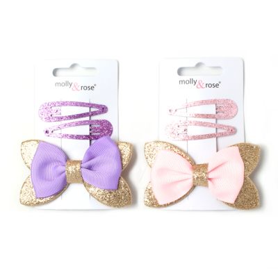 Bow clip & glitter sleepies set