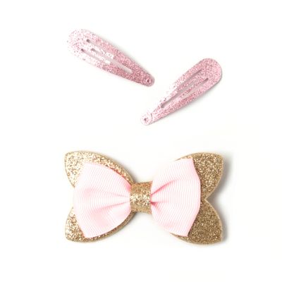 Bow clip & glitter sleepies set